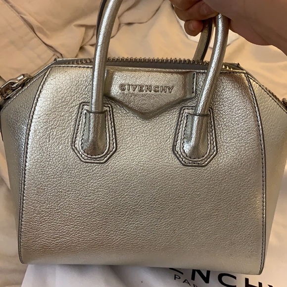 SOLD Givenchy Mini Antigona in metallic silver - Picture 1 of 6
